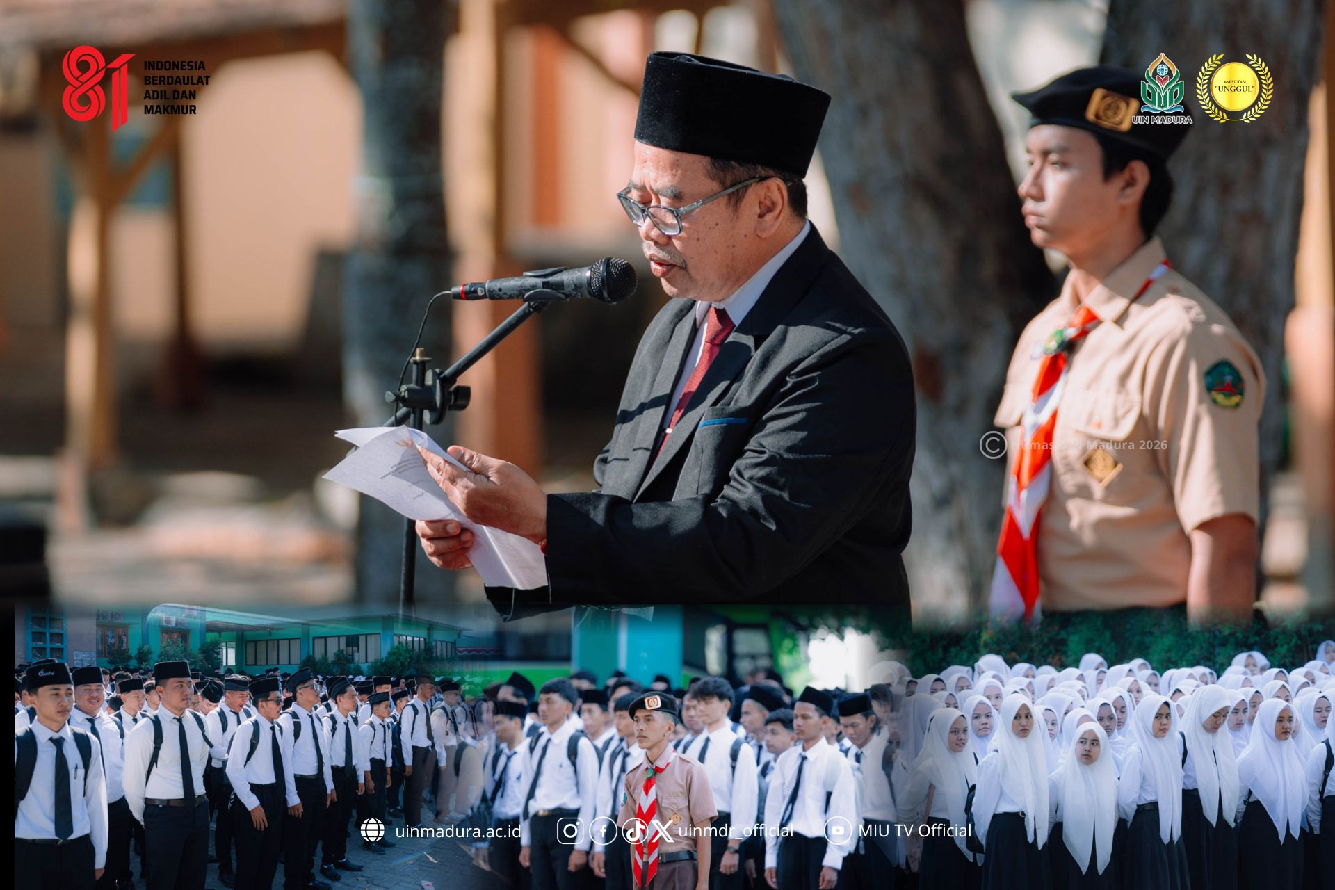 Pelaksanaan Upacara HUT RI Ke-81 UIN Madura Diikuti Mahasiswa Baru TA. 2026/2027