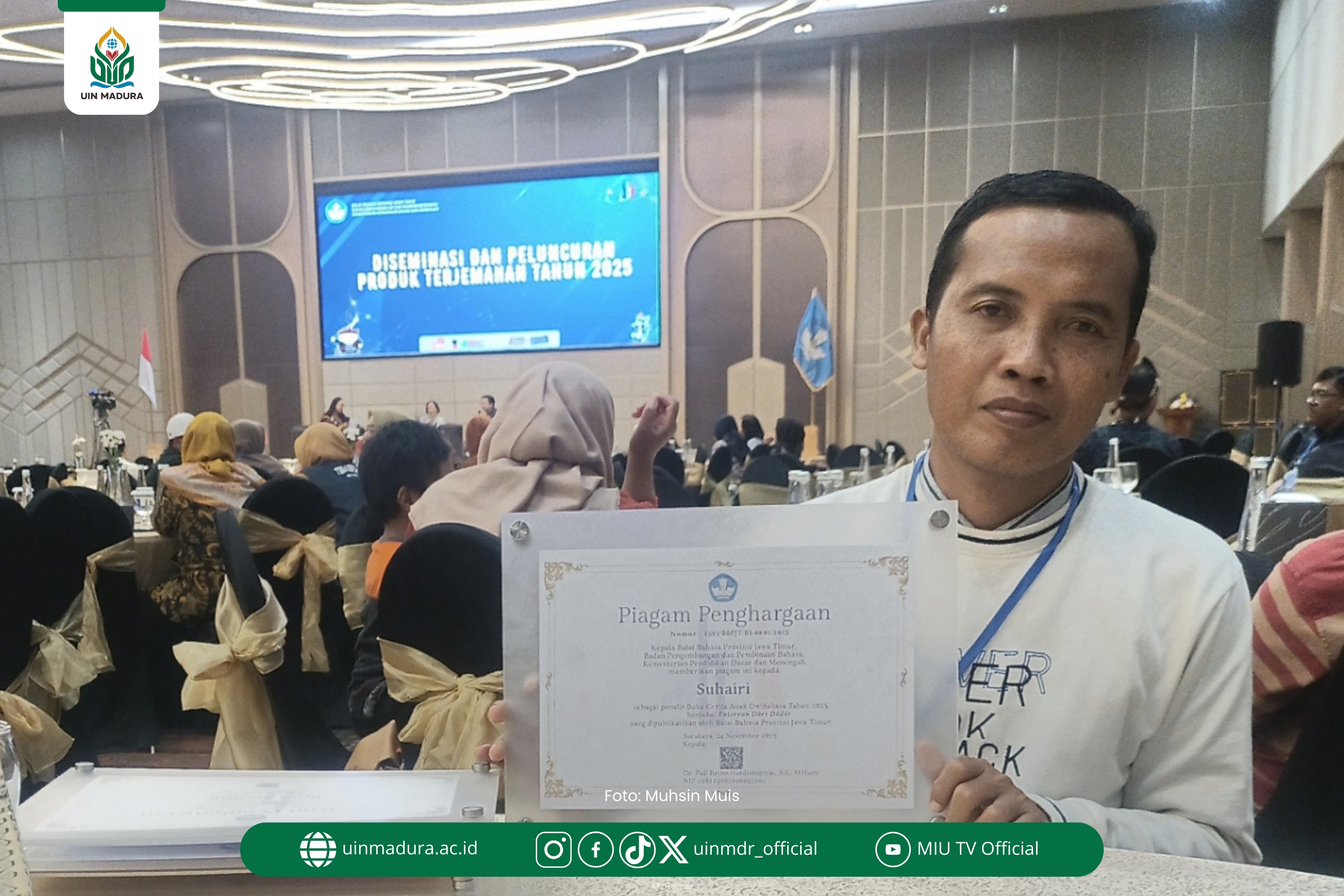 Suhairi, Dosen TBIN UIN Madura Luncurkan Buku Dwibahasa Berbasis Lokalitas Madura di Surabaya